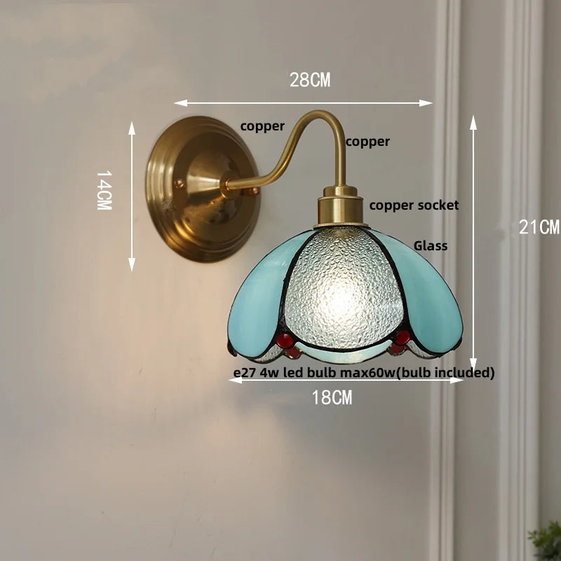 Glass Brass Wall Sconce LED Light Fixture for Dining Living Room Bathroom Mirror