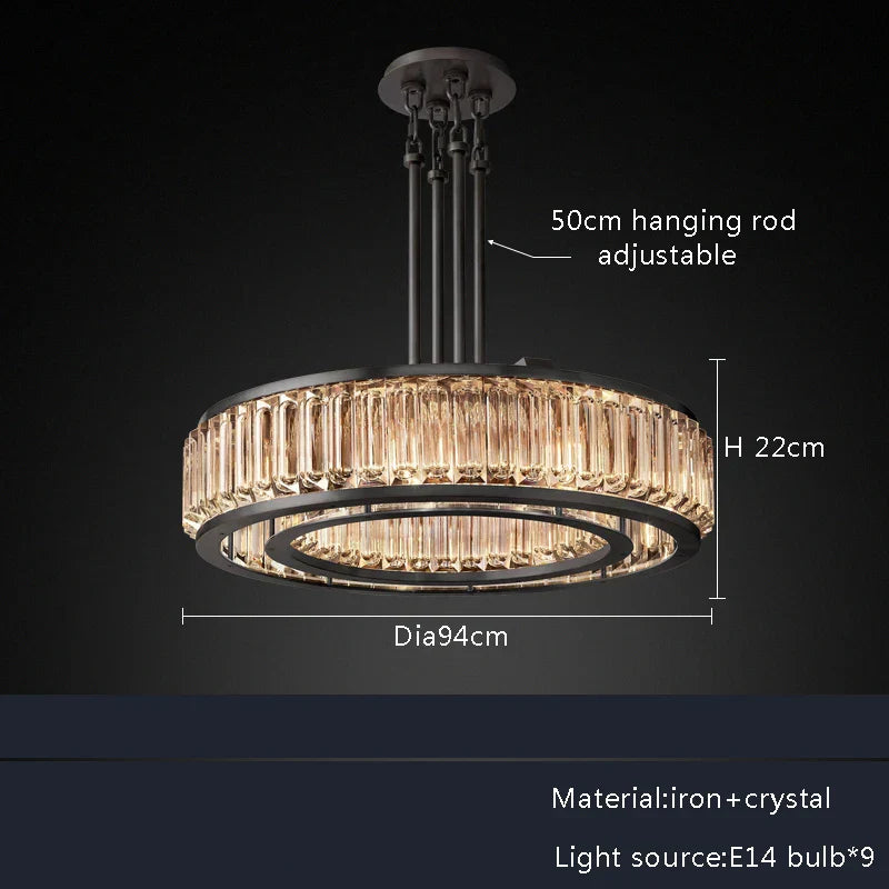 Gold Crystal Ceiling Chandelier LED Light Fixture for Luxury Home Decor