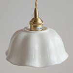 White Ceramic LED Pendant Lamp, Nordic Modern Hanging Light with Adjustable Copper Socket