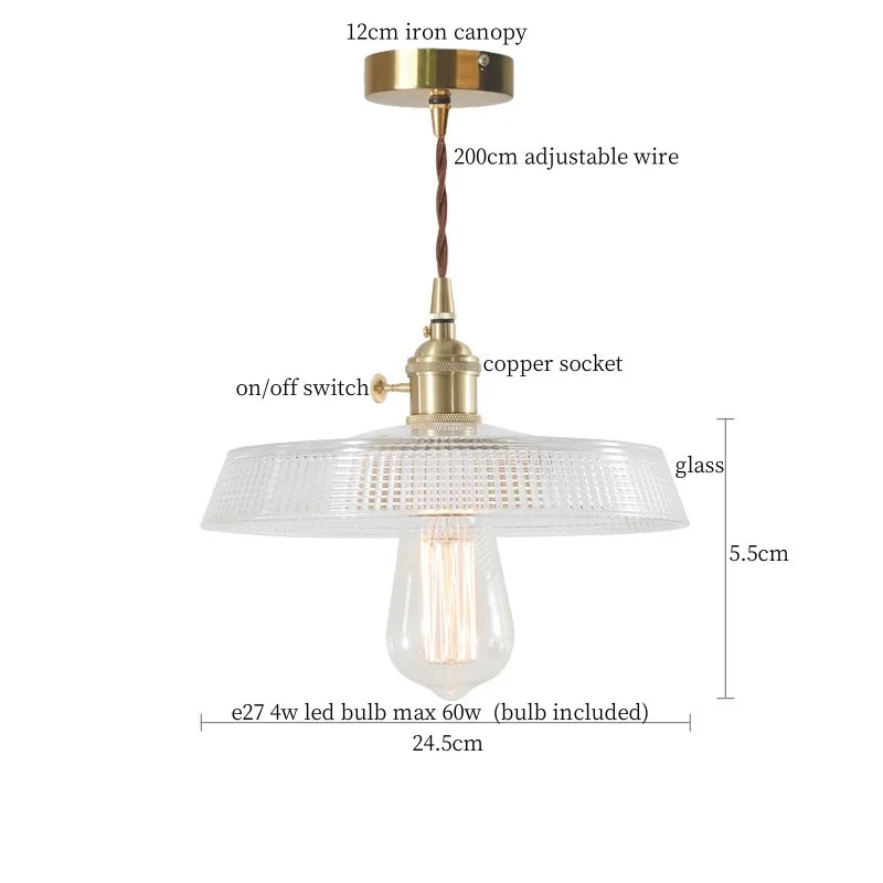 Clear Glass LED Copper Pendant Lighting for Minimalist Decor