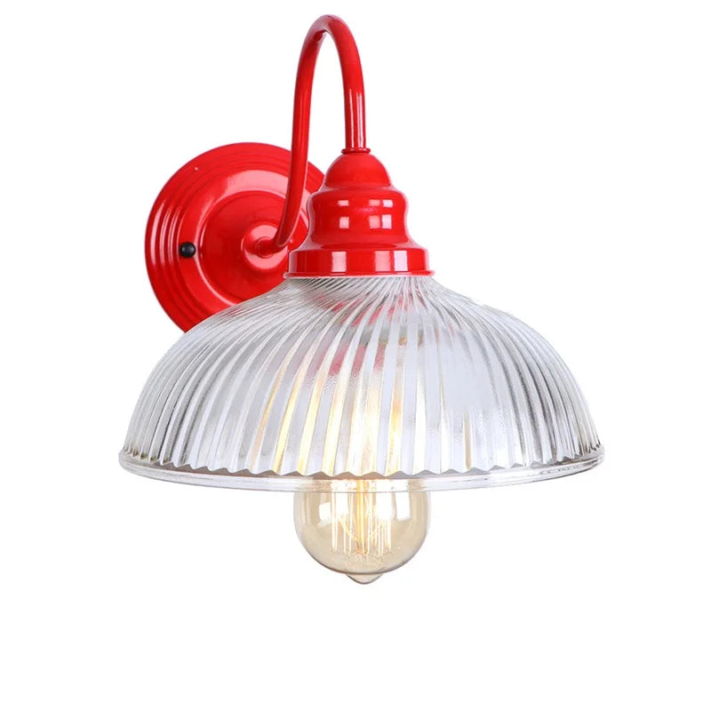 Vintage Loft LED Wall Lamp Red Clear Glass Stair Light