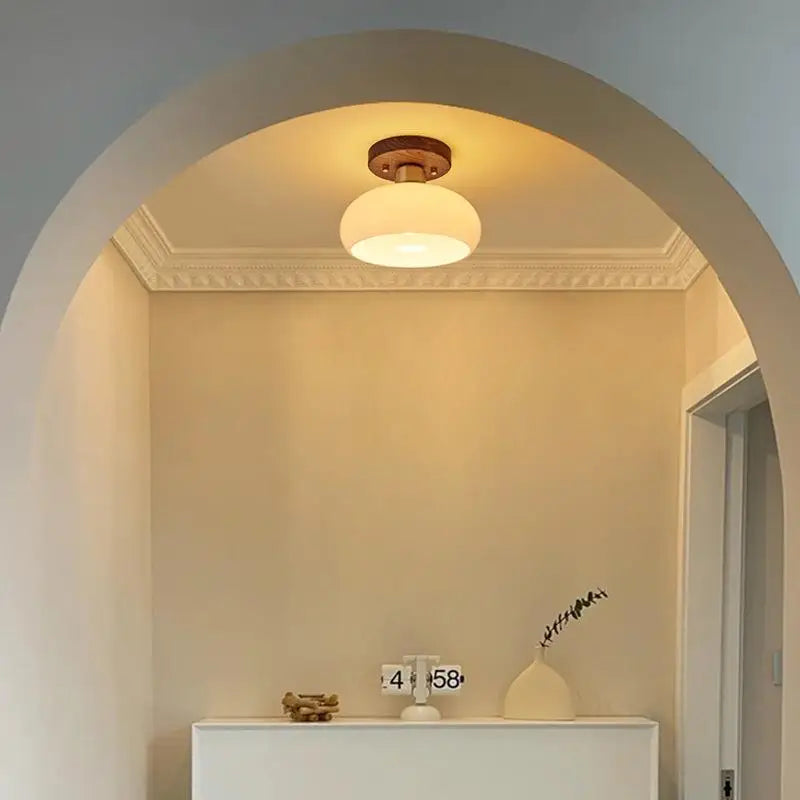 Walnut Copper LED Ceiling Light Modern Home Lighting Luminaria