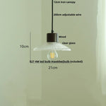 Wood Glass LED Pendant Lights Adjustable Modern Hanging Lamp
