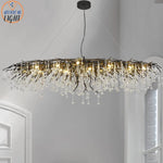Crystal Chandelier: Black/Gold/Chrome Ceiling Lamp for Living Room & Dining Table