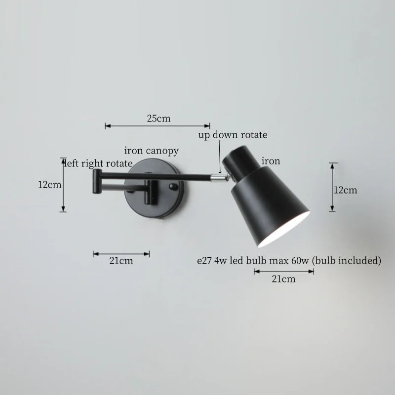 Black Iron LED Wall Sconce for Home Decor - Modern Nordic Style