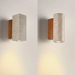 LED Wall Sconce Yellow Travertine Stone Bedroom Study Cafe Wood Base Stair Light