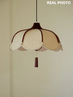 Wood E27 LED Fabric Pendant Chandelier for Dining & Bedroom Lighting