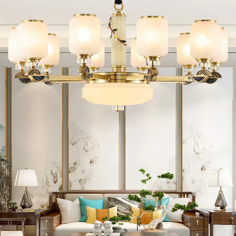 Luxe Jade Chandelier for Living Room, Villa, and Duplex Hall