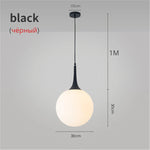 Glass Ball LED Pendant Lights for Modern Living Room, Black/White Horn Fixtures