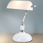 Glass Lampshade Bank Desk Table Lamps White Green LED Light E27
