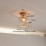 White Ceramic LED Ceiling Lamp Wood Ash Nordic Modern Copper Light