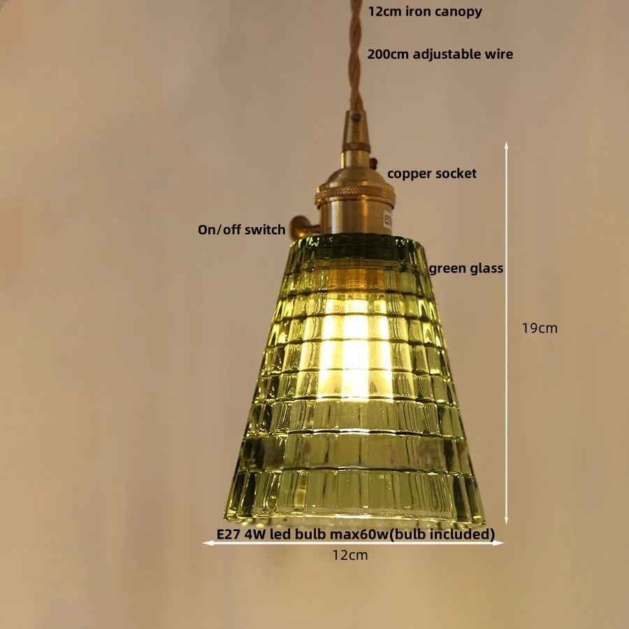 Glass LED Pendant Light: Nordic Design, Adjustable, Knob Switch - White Stripe