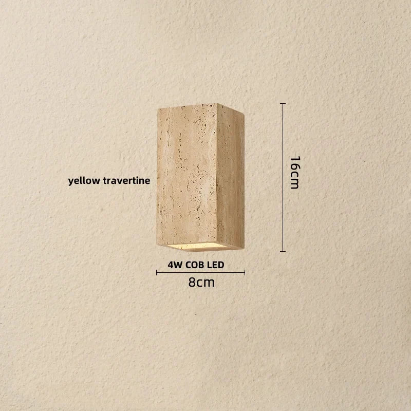 Yellow Travertine COB LED Wall Light for Nordic Living Space