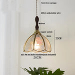 Afralia™ Tiffany Glass LED Pendant Walnut Wood Dining Room Light
