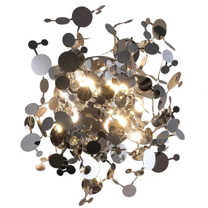 Stainless Leaf Wall Lamp Sconce Light for Living Room Bedroom