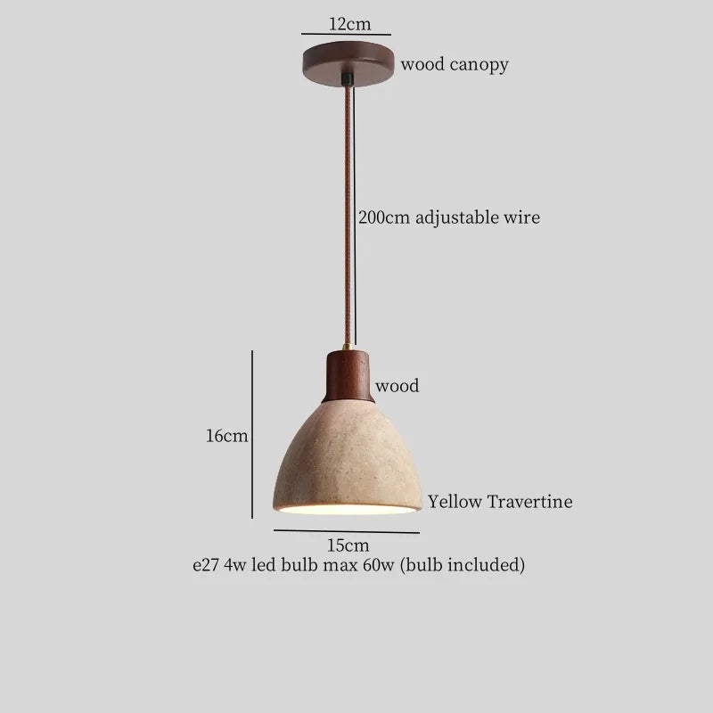 Afralia Yellow Travertine LED Pendant Lights for Kitchen Island Bedroom Dining Table