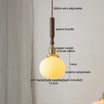 Ceramic Walnut Copper LED Pendant Light Chandelier for Bedroom Living Room