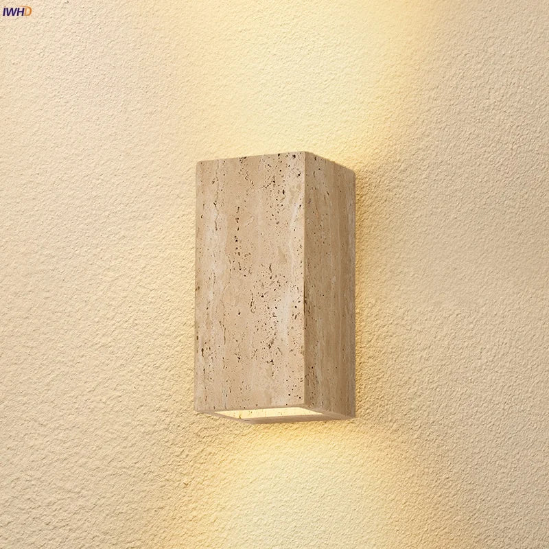 Yellow Travertine COB LED Wall Light for Nordic Living Space