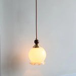 Walnut Wood Resin LED Pendant Lamp Adjustable for Modern Nordic Living Room