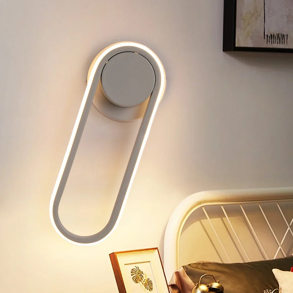 Modern White LED Wall Sconce Rotational Light Fixture for Bedroom Living Room