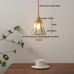 Amber Glass LED Pendant Light - Nordic Modern Copper Suspension Luminaire for Home