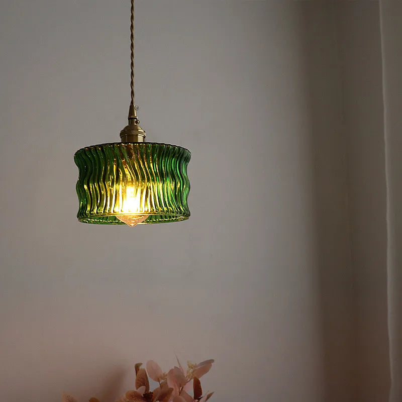 Green Glass LED Pendant Light - Nordic Modern Hanging Lamp