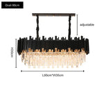 Oval LED Crystal Chandelier: Modern Black Pendant Light for Living Room, Bedroom, Dining Room