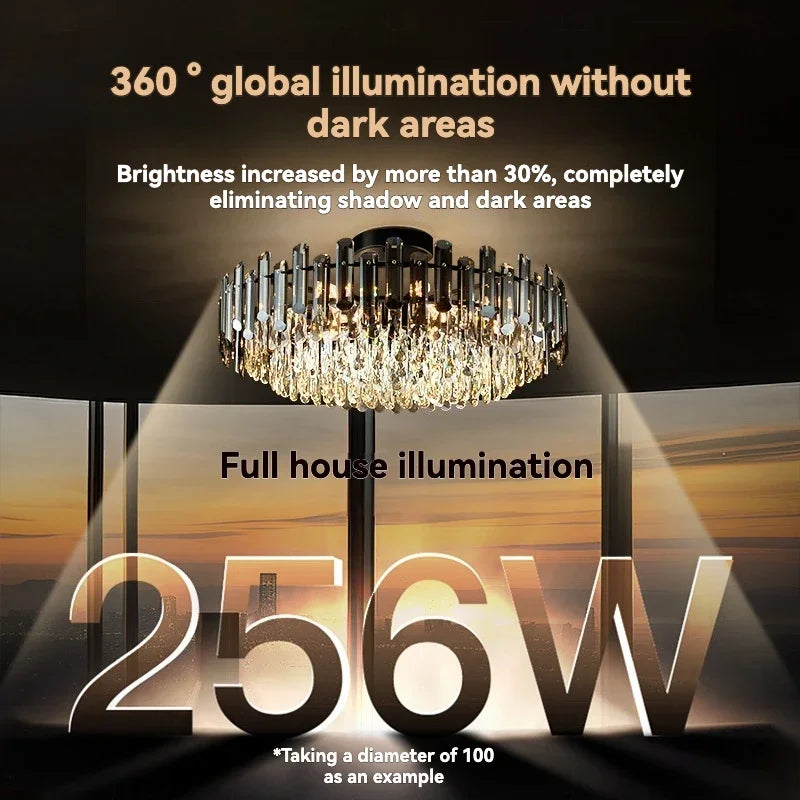 Gold Crystal Ceiling Chandelier: Luxury Modern LED Pendant for Home Décor