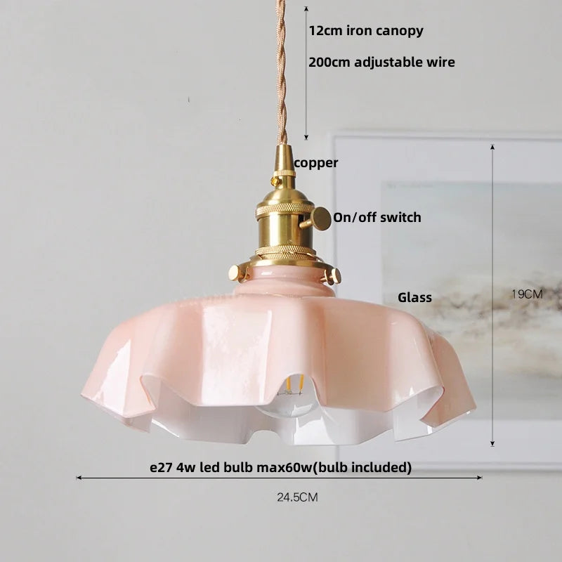 Yellow Glass Wire LED Pendant Light Modern Home Decor Nordic Hanging Lamp