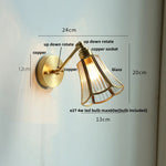 Vintage Brass Clear Glass Wall Lights Up Down Rotate Bedside Lamp