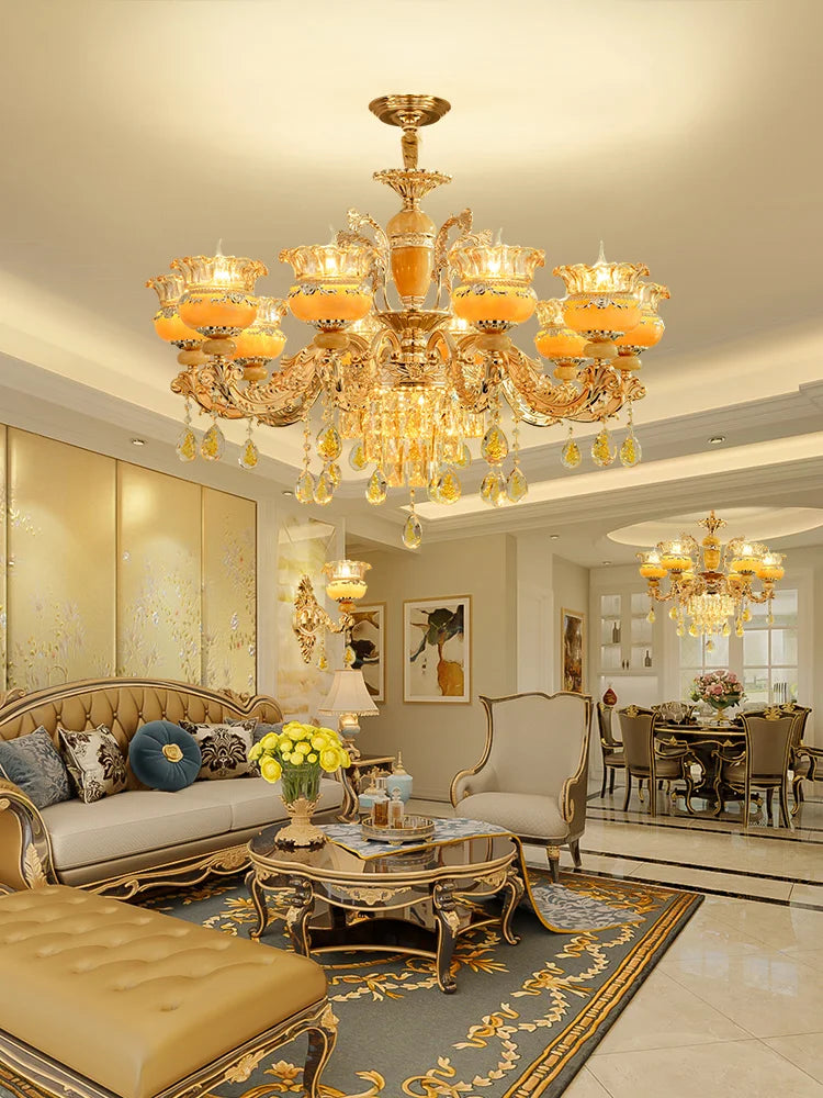 Luxury Jade Crystal Chandelier for Elegant Living Spaces