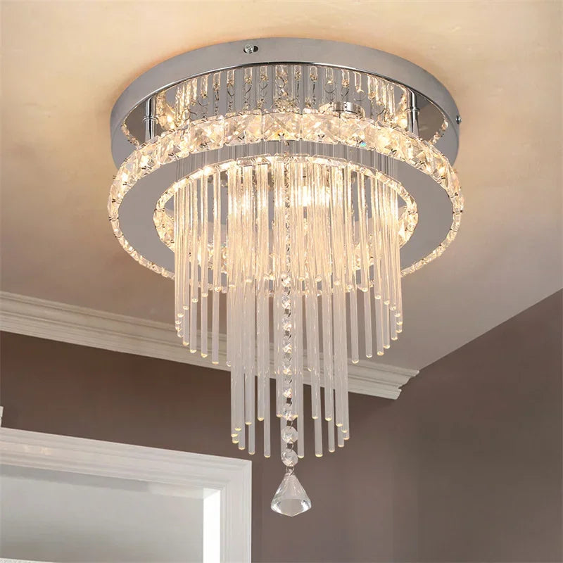 Crystal Raindrop Chandelier LED Ceiling Light for Dining Living Bedroom