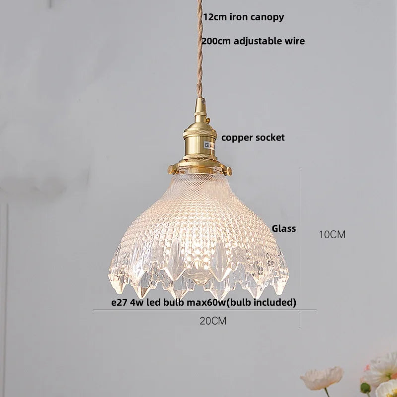 Yellow Glass LED Pendant Lights with Adjustable Hanging Lamp