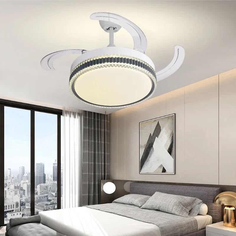 LED Bladeless Ceiling Fan Chandelier for Modern Smart Home Decor
