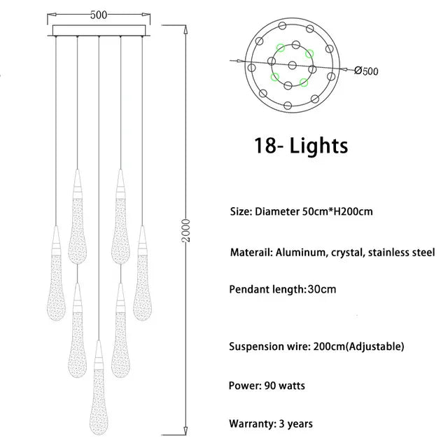 LED Crystal Chandelier for Home Decor & Lighting - Modern & Elegant Ceiling Light
