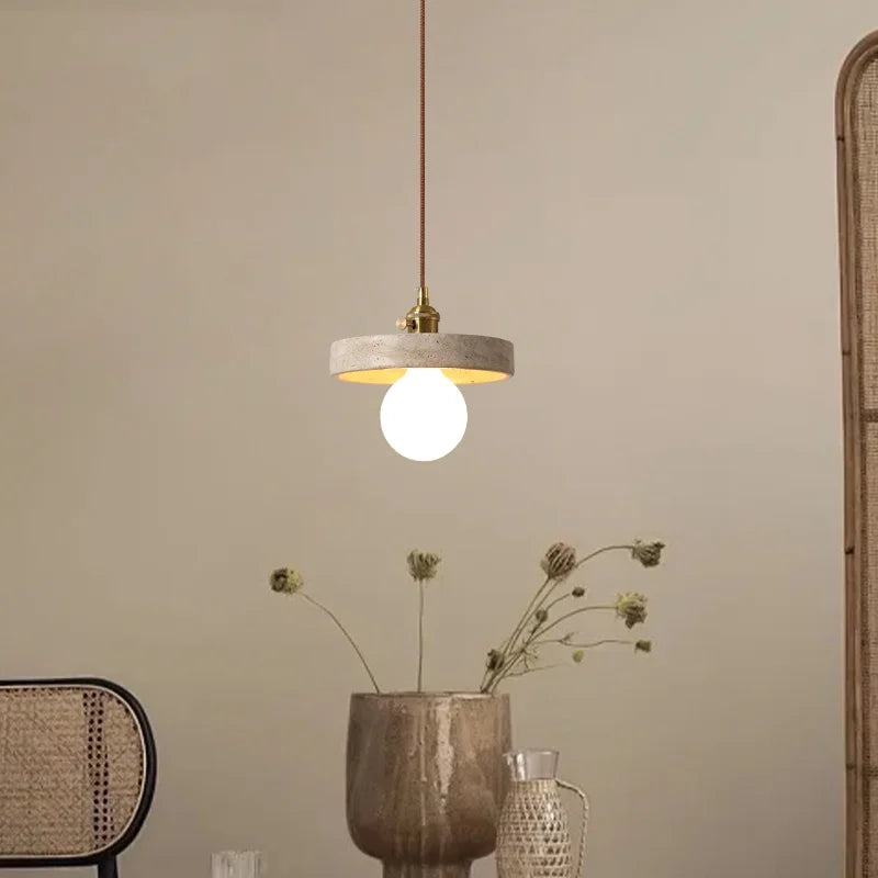 Nordic Modern LED Hanging Lamp Yellow Travertine Afralia™ Loft Living Dining Pendant Light