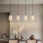 Wabi Sabi Yellow Travertine Stone LED Pendant Light for Living Room and Bar Counter