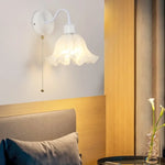 Glass Iron LED Wall Sconce Pull Chain Switch Stair Light Fixture for Bedroom