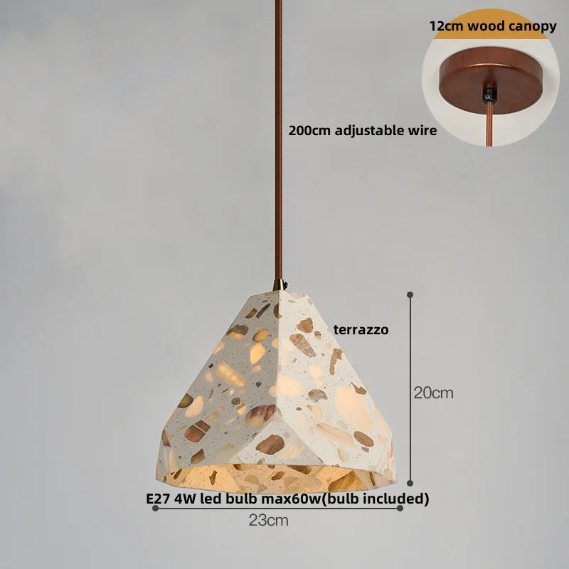Wood LED Pendant Lamp Japan Style Wabi Sabi Hanging Light Fixtures
