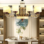 Luxury Copper Marble Chandelier for Living Room in New Chinese Style