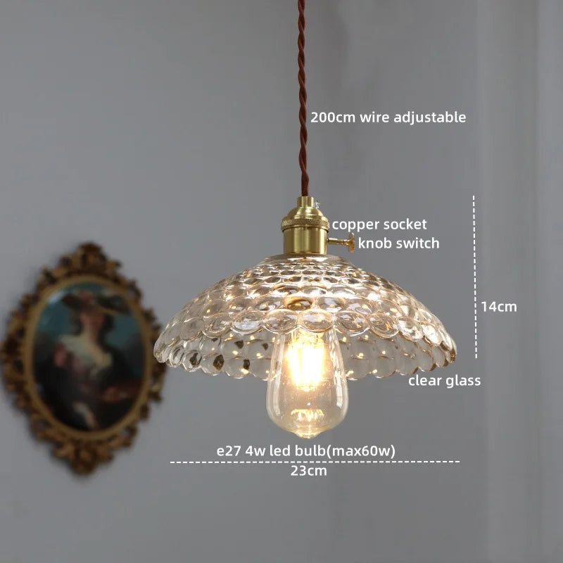 Copper Glass LED Pendant Light for Modern Home Decor - Hanging Lamp