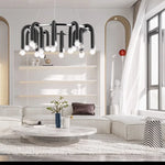 Black Aluminum Tube Dimmable LED Chandelier with U-Shaped Design