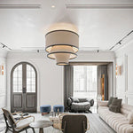 Wabi Sabi Fabric Ceiling Chandelier LED Pendant Lamp for Living Dining Room