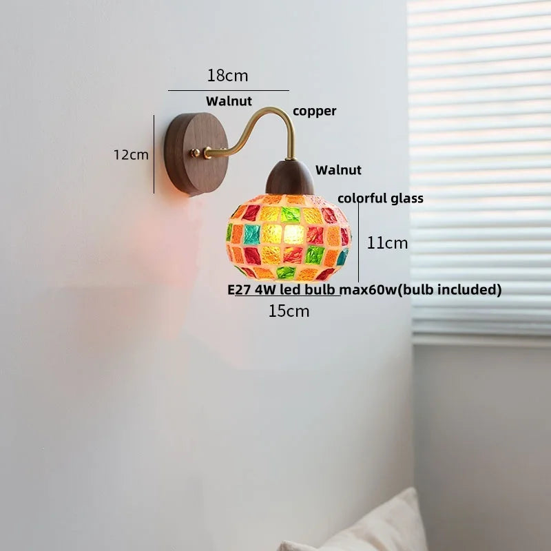Shell Glass LED Wall Light Tiffany Style Bedside Lamp
