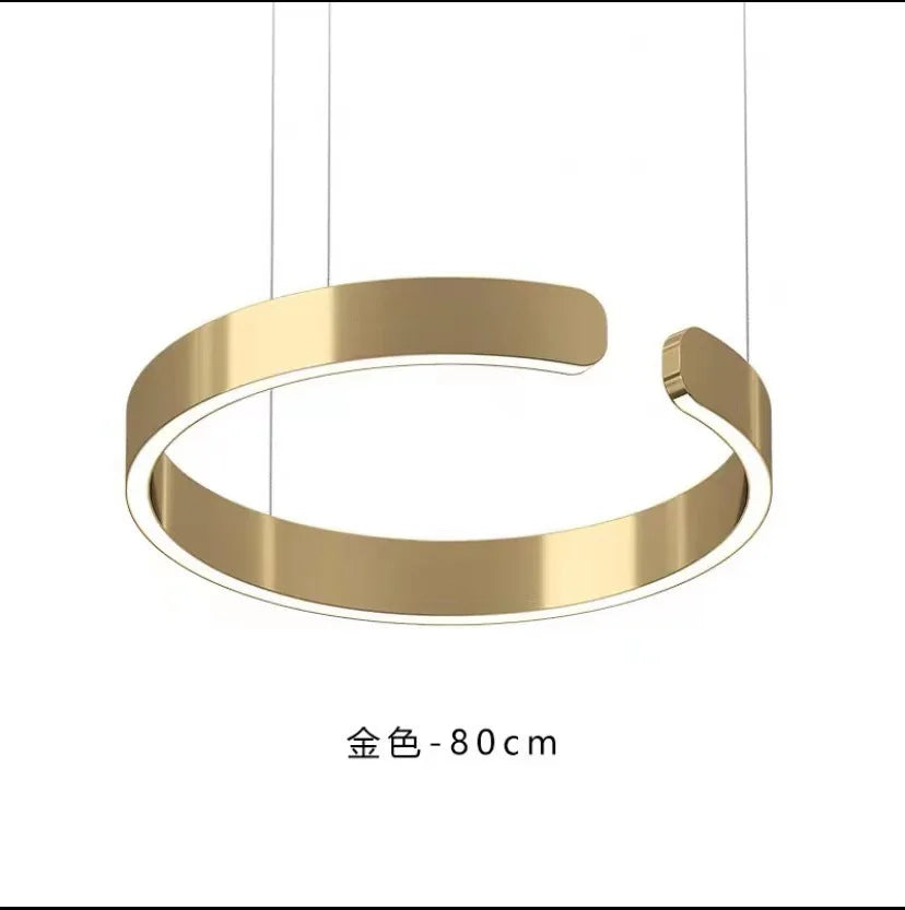 Rose Gold C-Shaped Pendant Light for Luxury Home Dining Room Hall