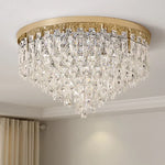 Crystal Steel LED Ceiling Chandelier, Modern Art Deco Lighting Fixture