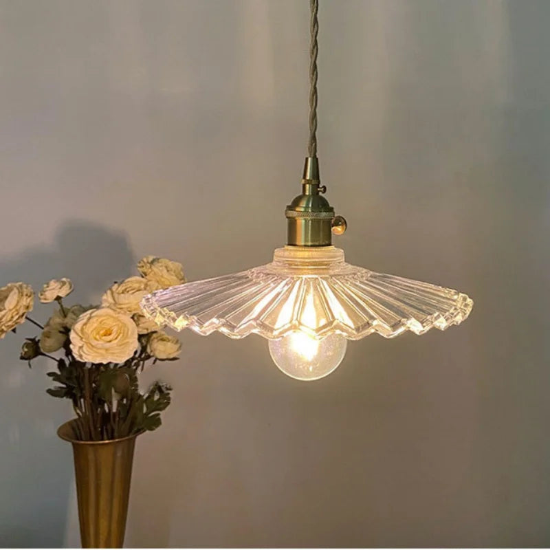 Glass Walnut LED Pendant Light Adjustable Hanging Lamp Modern Nordic Design