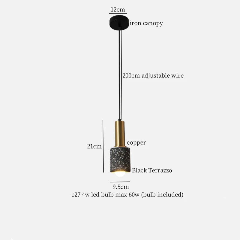 Wabi Sabi LED Pendant Lights Fixture Terrazzo Hanging Lamp Lighting