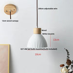 Wood & Ceramic LED Pendant Light for Kitchen Dining Room Decor