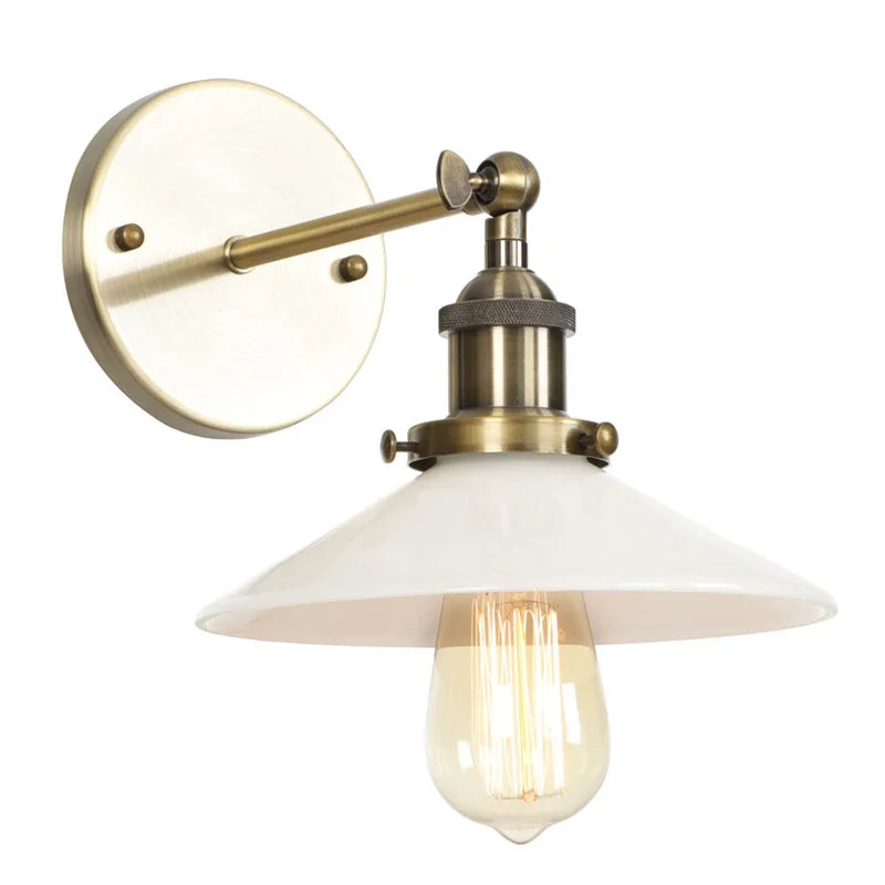 White Glass LED Wall Light Sconce Vintage Bedroom Lamp Industrial Wall Lights